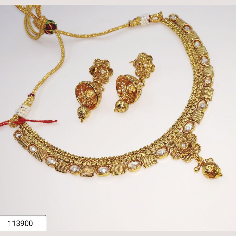 Padmawati Bangles Gold Plated White Kundan Necklace Set - PBNECK41