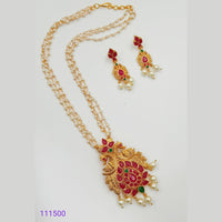 Padmawati Bangles Gold Plated Pink And Green Stone And Pearl Necklace Set