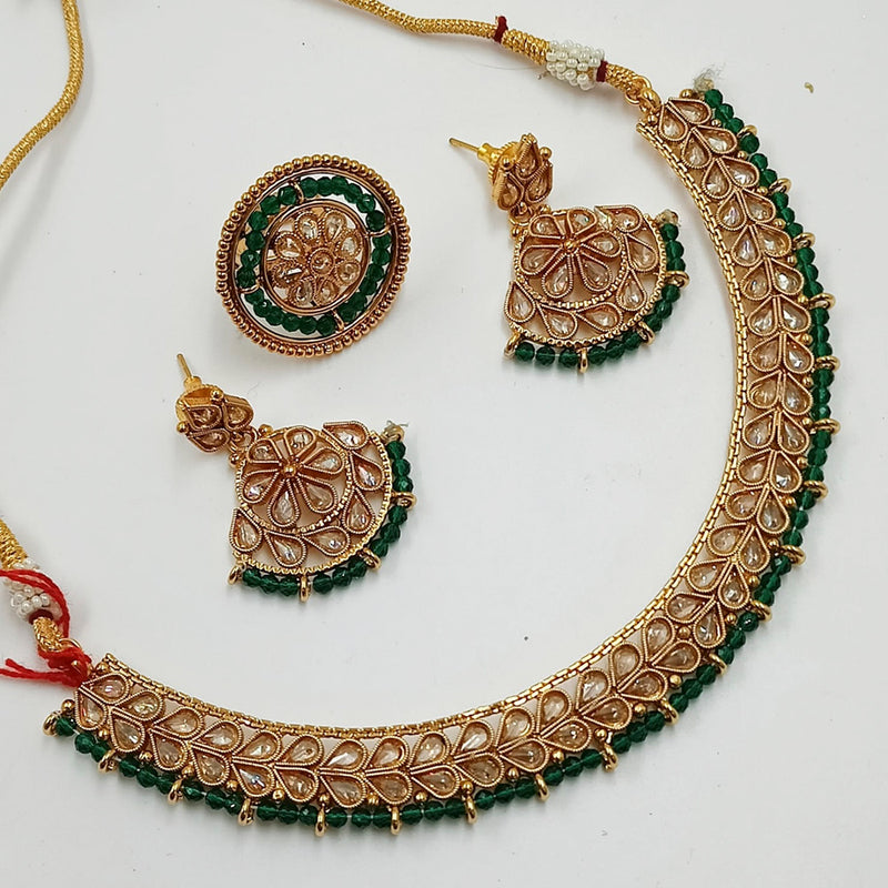 Padmawati Bangles Kundan Copper Necklace Set With Ring