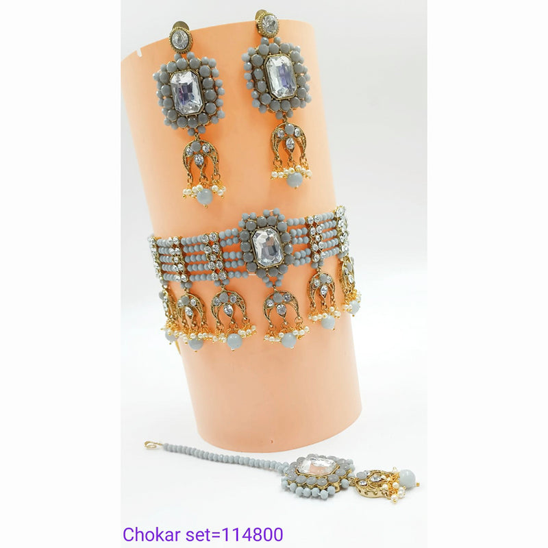 Padmawati Bangles Austrian Stone & Beads Gold Plated Necklace Set