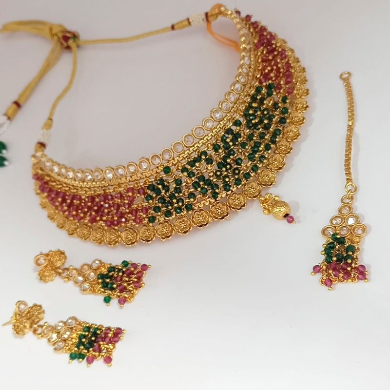 Padmawati Bangles AD Stone And Pearl Copper Choker Necklace Set