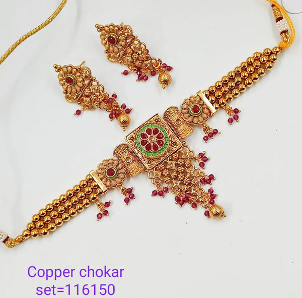 Padmawati Bangles Meenakari & Kundan Copper  Choker Necklace Set