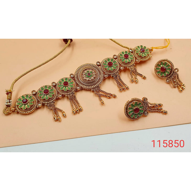 Padmawati Bangles Green Meenakari & Stone Copper Necklace Set