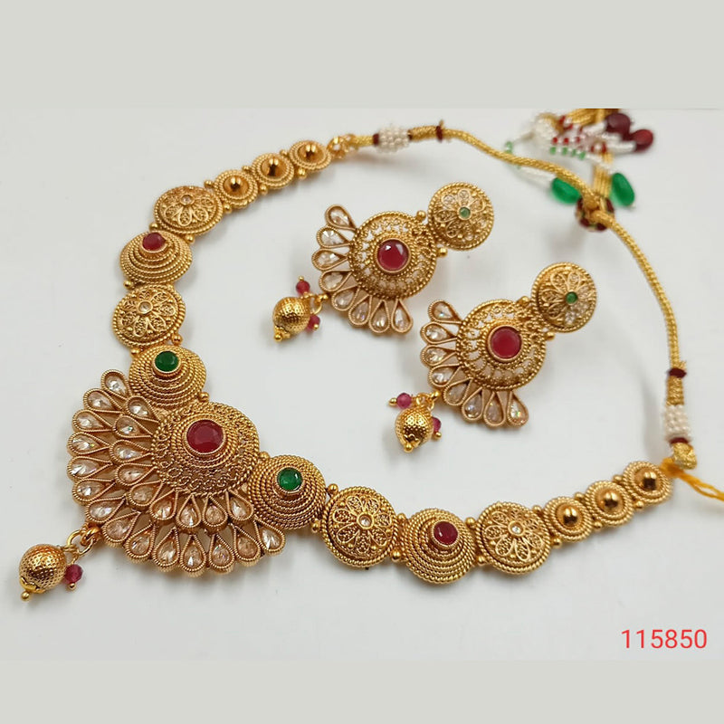 Padmawati Bangles Pota Stone & Kundan Copper Necklace Set