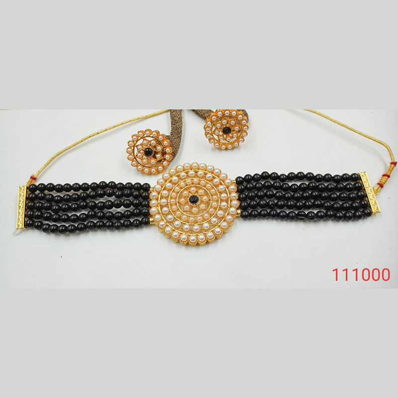 Padmawati Bangles Gold Plated Pearl & Stone Necklace Set