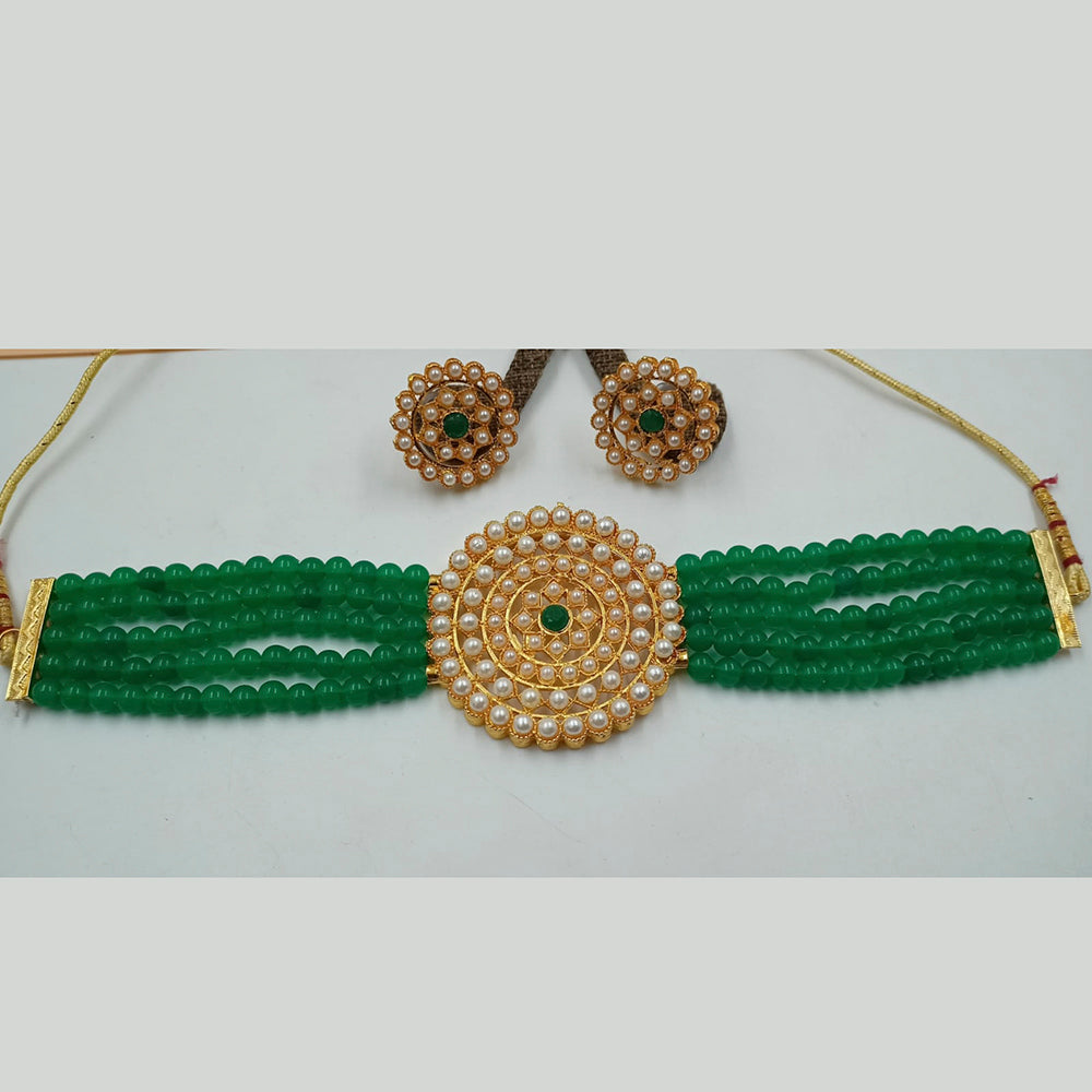 Padmawati Bangles Gold Plated Pearl & Stone Necklace Set