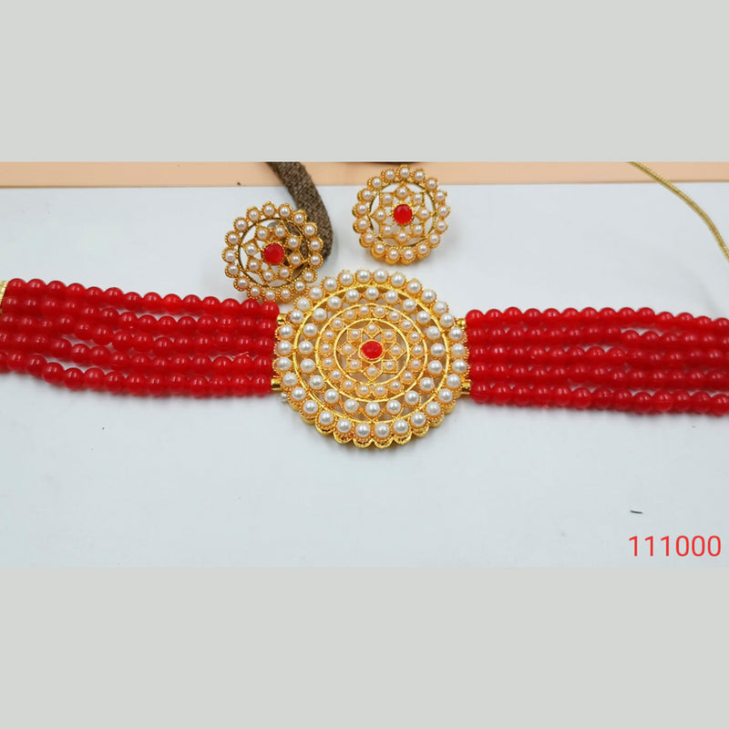 Padmawati Bangles Gold Plated Pearl & Stone Necklace Set