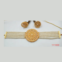 Padmawati Bangles Gold Plated Pearl & Stone Necklace Set