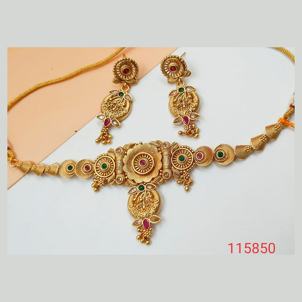 Padmawati Bangles Pink & Green Pota Stone Copper Necklace Set
