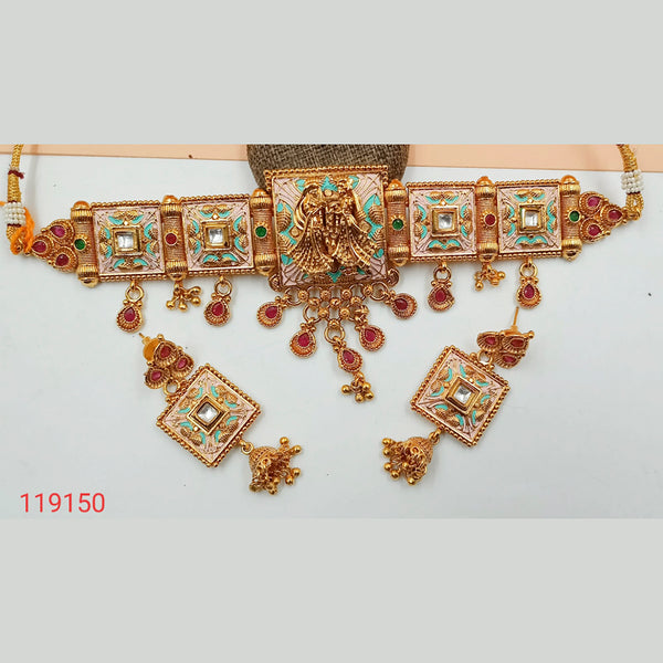Padmawati Bangles Meenakari & Pota Stone Copper Necklace Set
