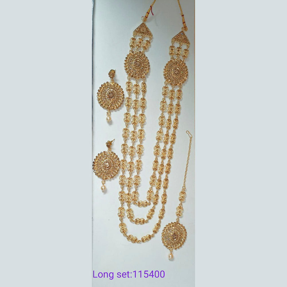 Padmawati Bangles Brown Austrian Stone Gold Plated Necklace Set