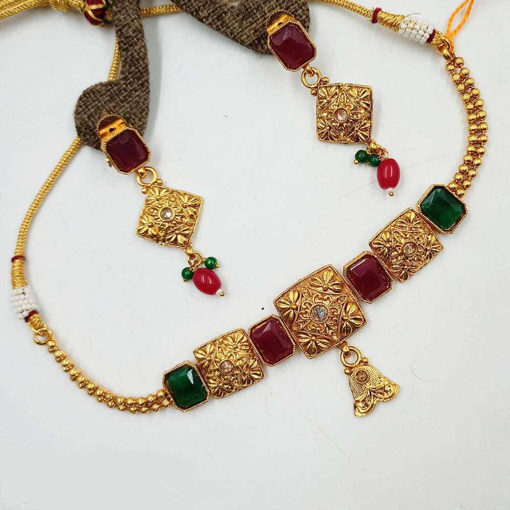 Padmawati Bangles Pota Stone Copper Necklace Set