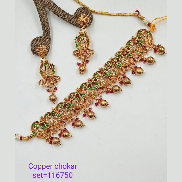 Padmawati Bangles Meenakari & Crystal Stone Copper Choker Necklace Set