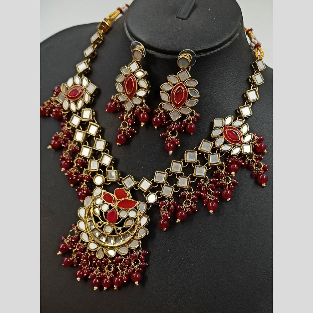 Padmawati Bangles Beads And Meenakari Gold Plated Mirror Necklace Set