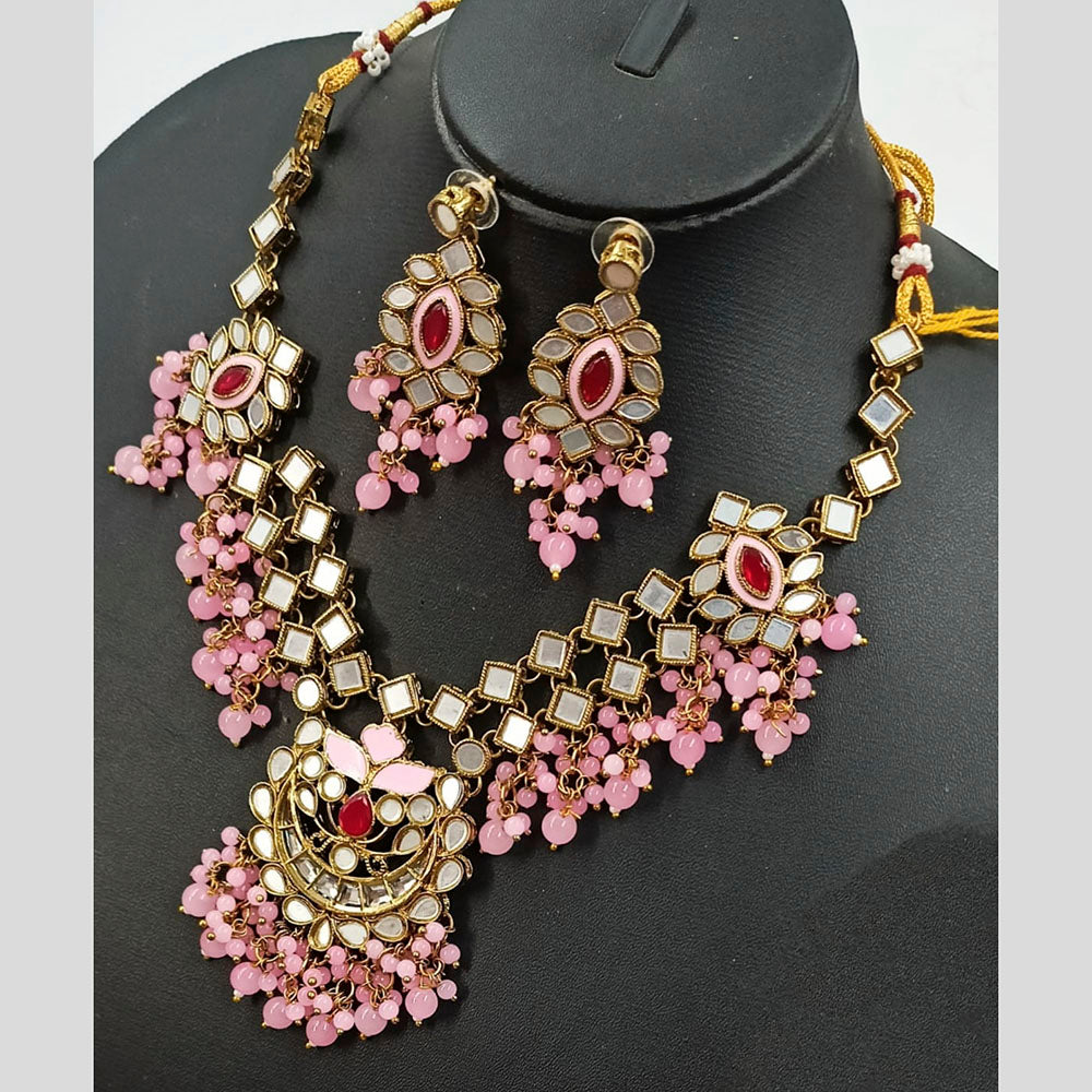 Padmawati Bangles Beads And Meenakari Gold Plated Mirror Necklace Set