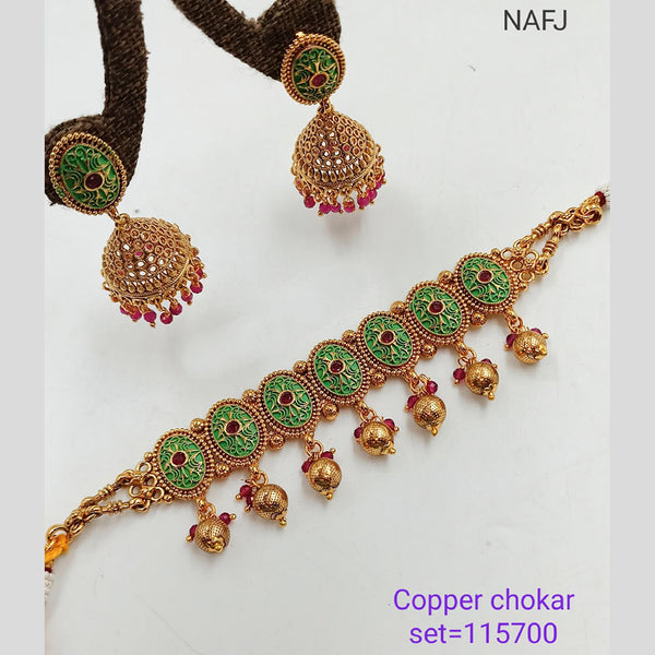 Padmawati Bangles Pota Stone & Meenakari Copper Necklace Set