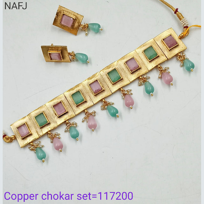 Padmawati Bangles Crystal Stone Copper Choker Necklace Set