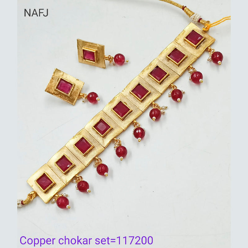 Padmawati Bangles Crystal Stone Copper Choker Necklace Set