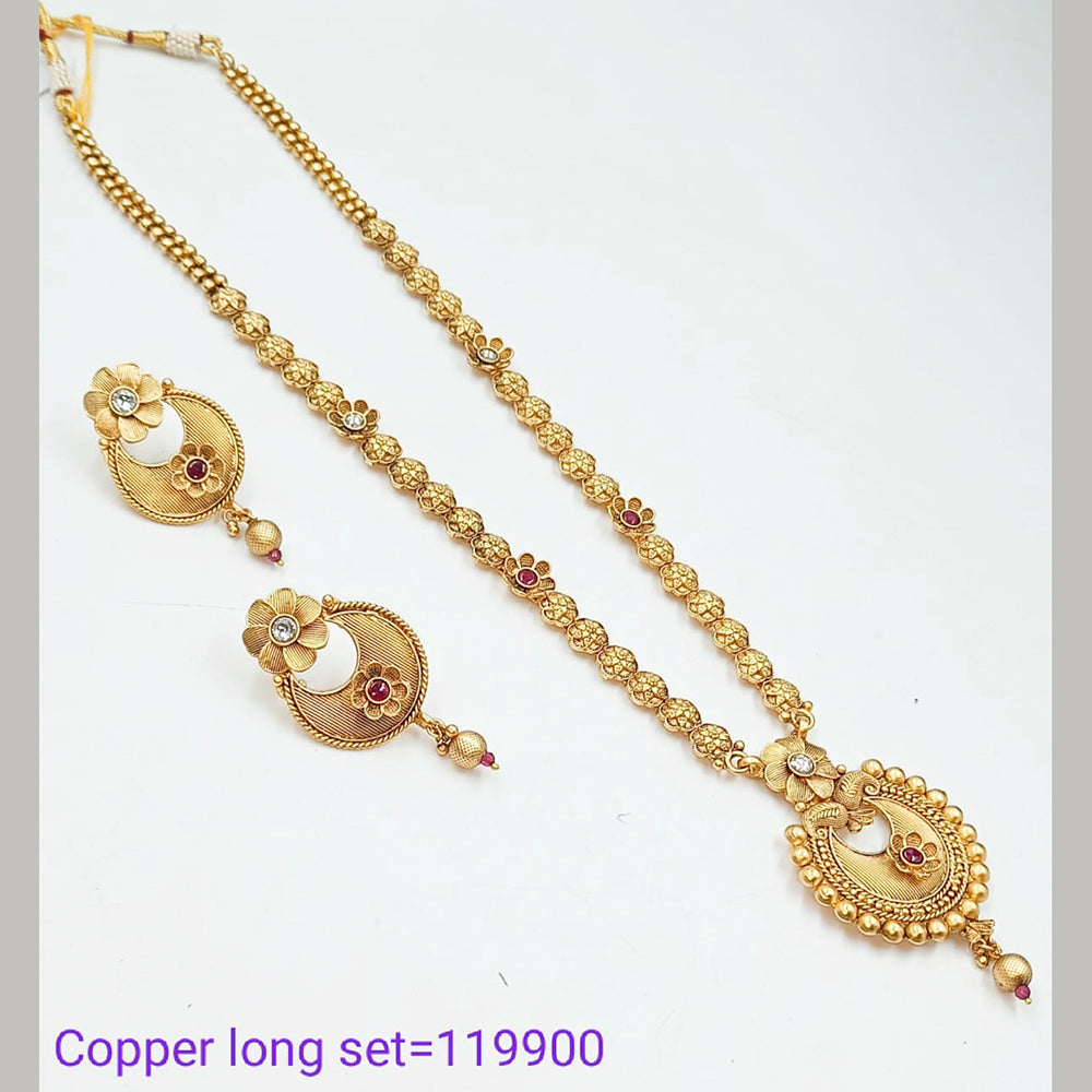 Padmawati Bangles Pota Stone And Pearl Copper Long Necklace Set