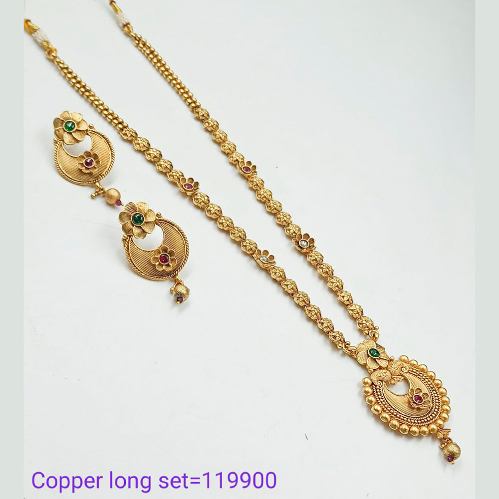 Padmawati Bangles Pota Stone And Pearl Copper Long Necklace Set