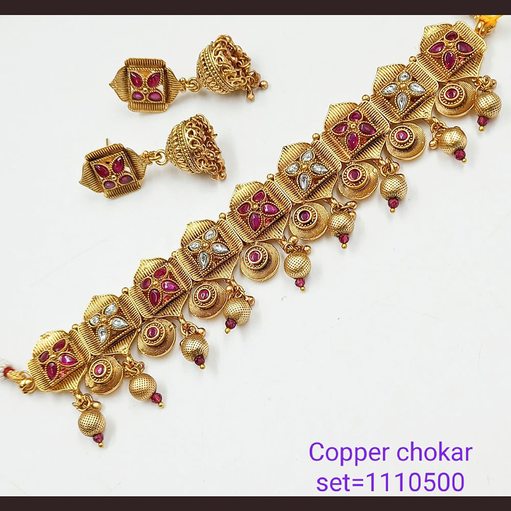 Padmawati Bangles Crystal Stone Copper Choker Necklace Set