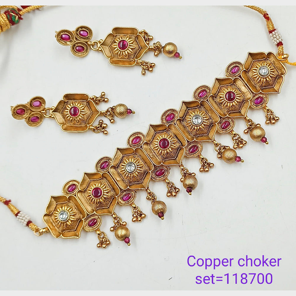 Padmawati Bangles Crystal Stone Copper Choker Necklace Set