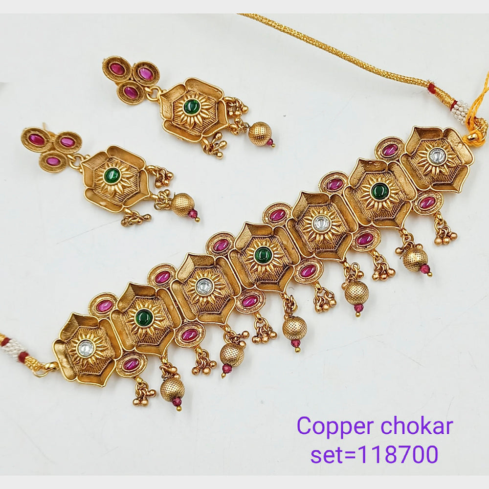 Padmawati Bangles Crystal Stone Copper Choker Necklace Set