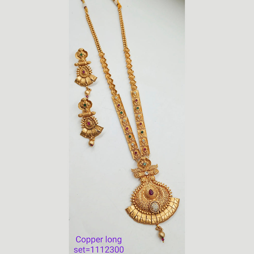 Padmawati Bangles Pota Stone Copper Long Necklace Set