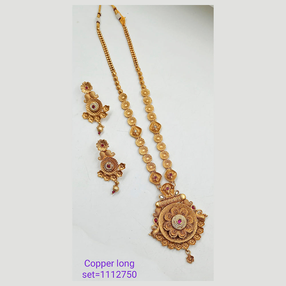 Padmawati Bangles Pota Stone Copper Long Necklace Set