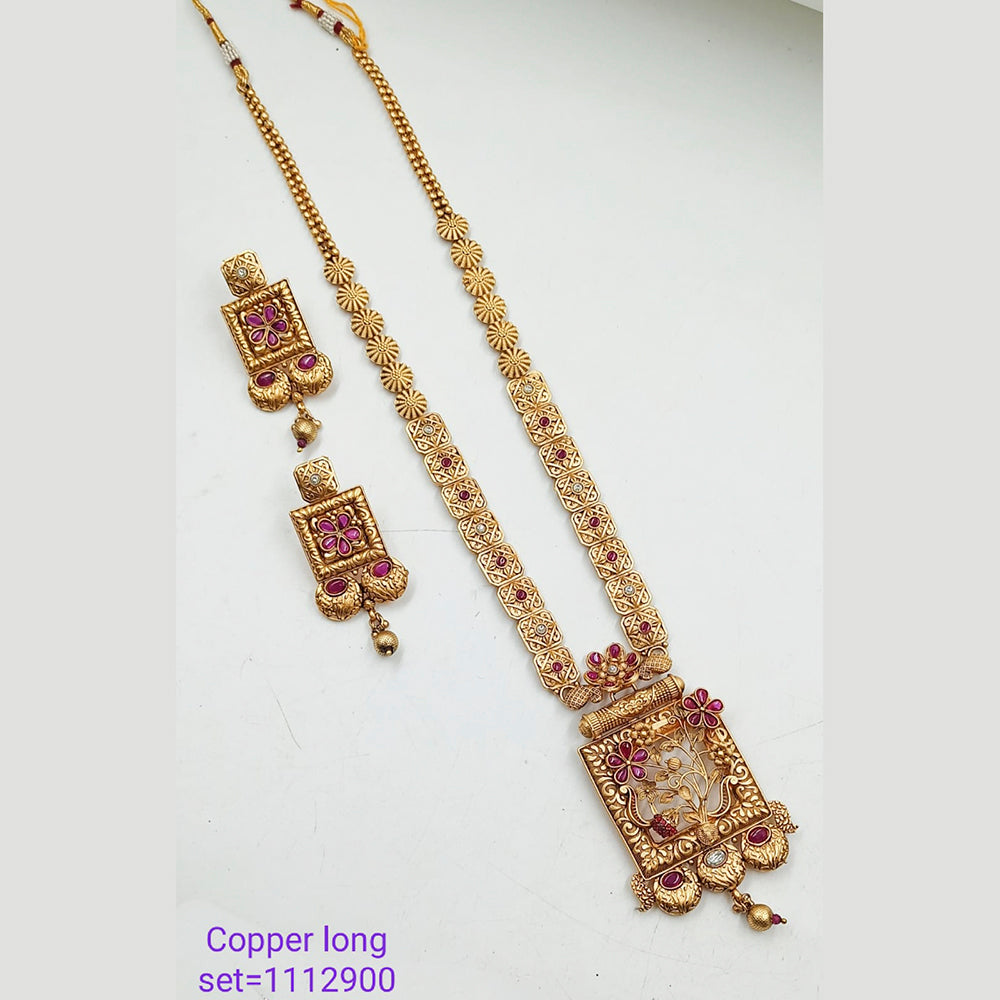 Padmawati Bangles Pota Stone Copper Long Necklace Set