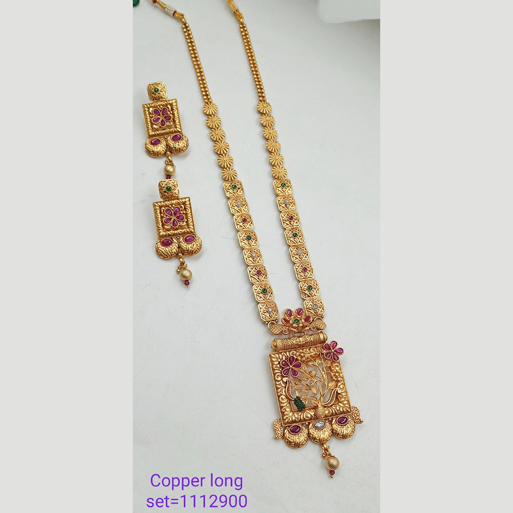 Padmawati Bangles Pota Stone Copper Long Necklace Set