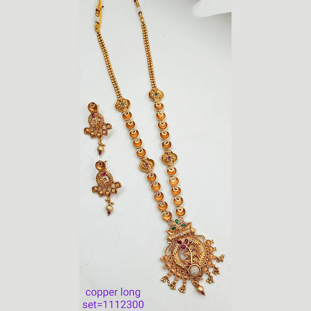 Padmawati Bangles Pota Stone Copper Long Necklace Set