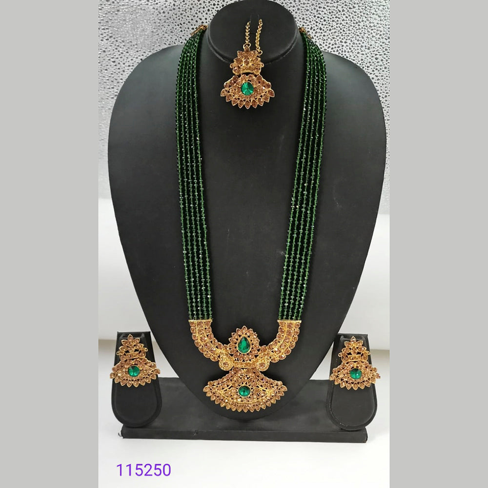 Padmawati Bangles Austrian Stone And Beads Gold Plated Long Necklace Set