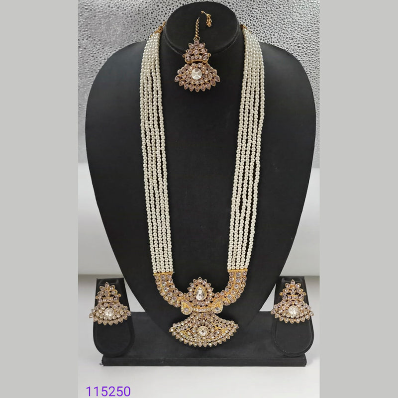 Padmawati Bangles Austrian Stone And Beads Gold Plated Long Necklace Set