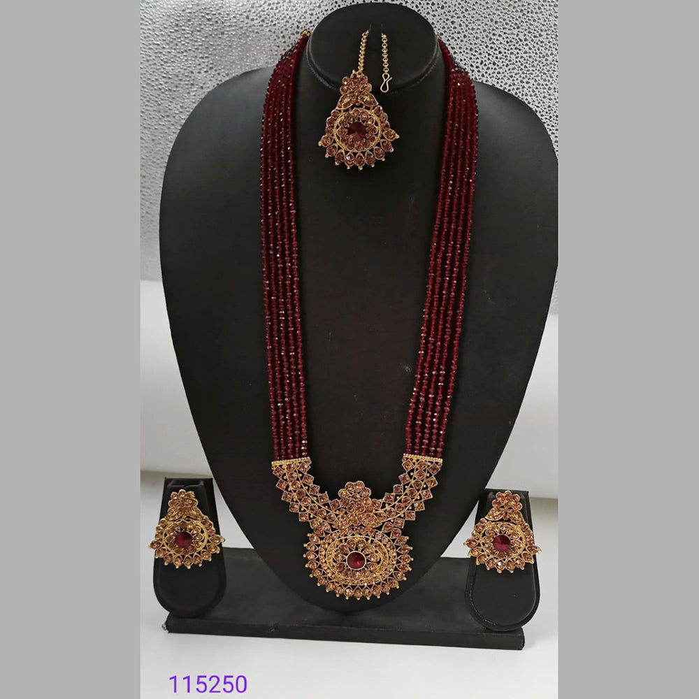 Padmawati Bangles Austrian Stone And Beads Gold Plated Long Necklace Set