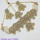 Padmawati Bangles Austrian Stone And Pearl Gold Plated Choker Necklace Set