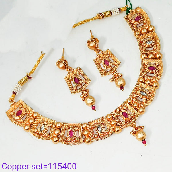 Padmawati Bangles Pota Kundan Stone Copper Choker Necklace Set