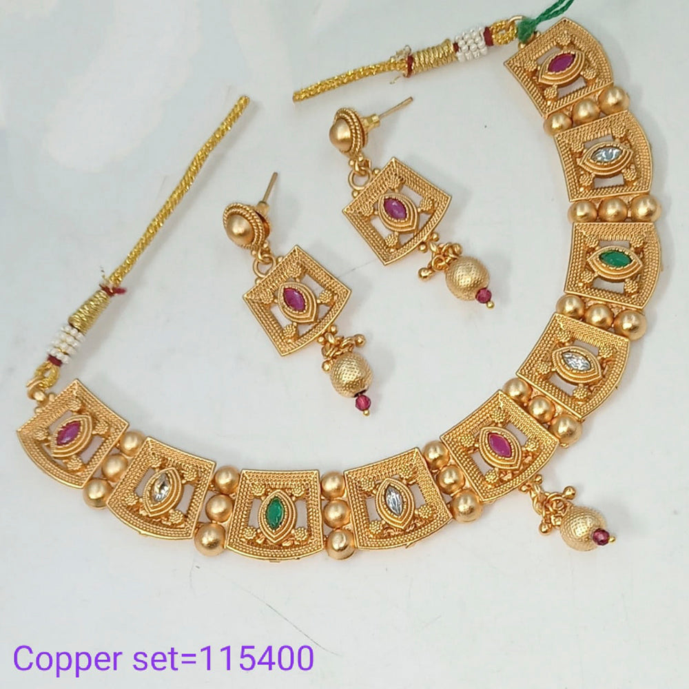 Padmawati Bangles Pota Kundan Stone Copper Choker Necklace Set