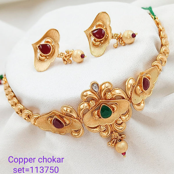 Padmawati Bangles Pota Kundan Stone Copper Choker Necklace Set