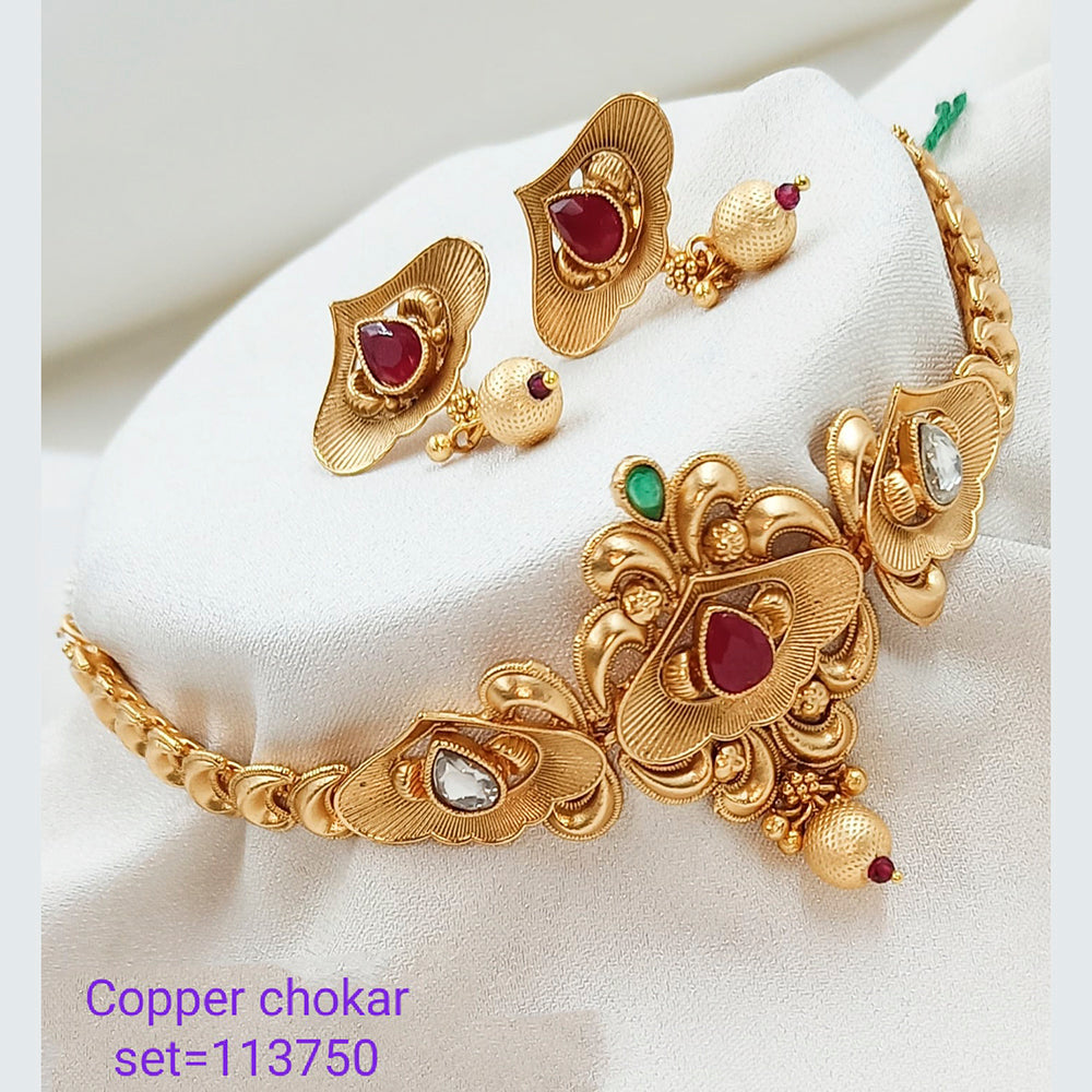 Padmawati Bangles Pota Kundan Stone Copper Choker Necklace Set