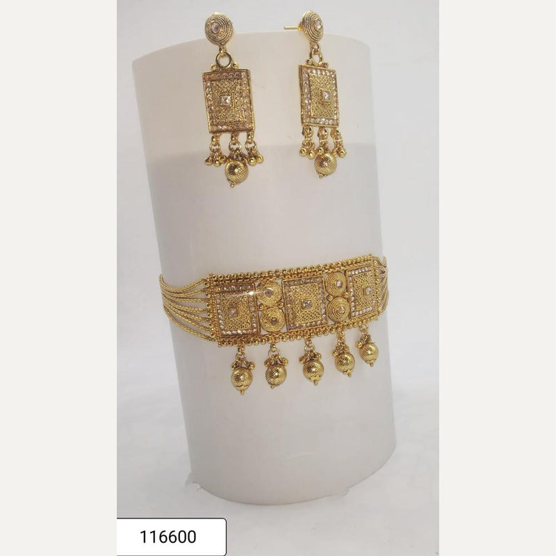 Padmawati Bangles Gold Plated Brown Austrian Stone Necklace Set - PBNECK78