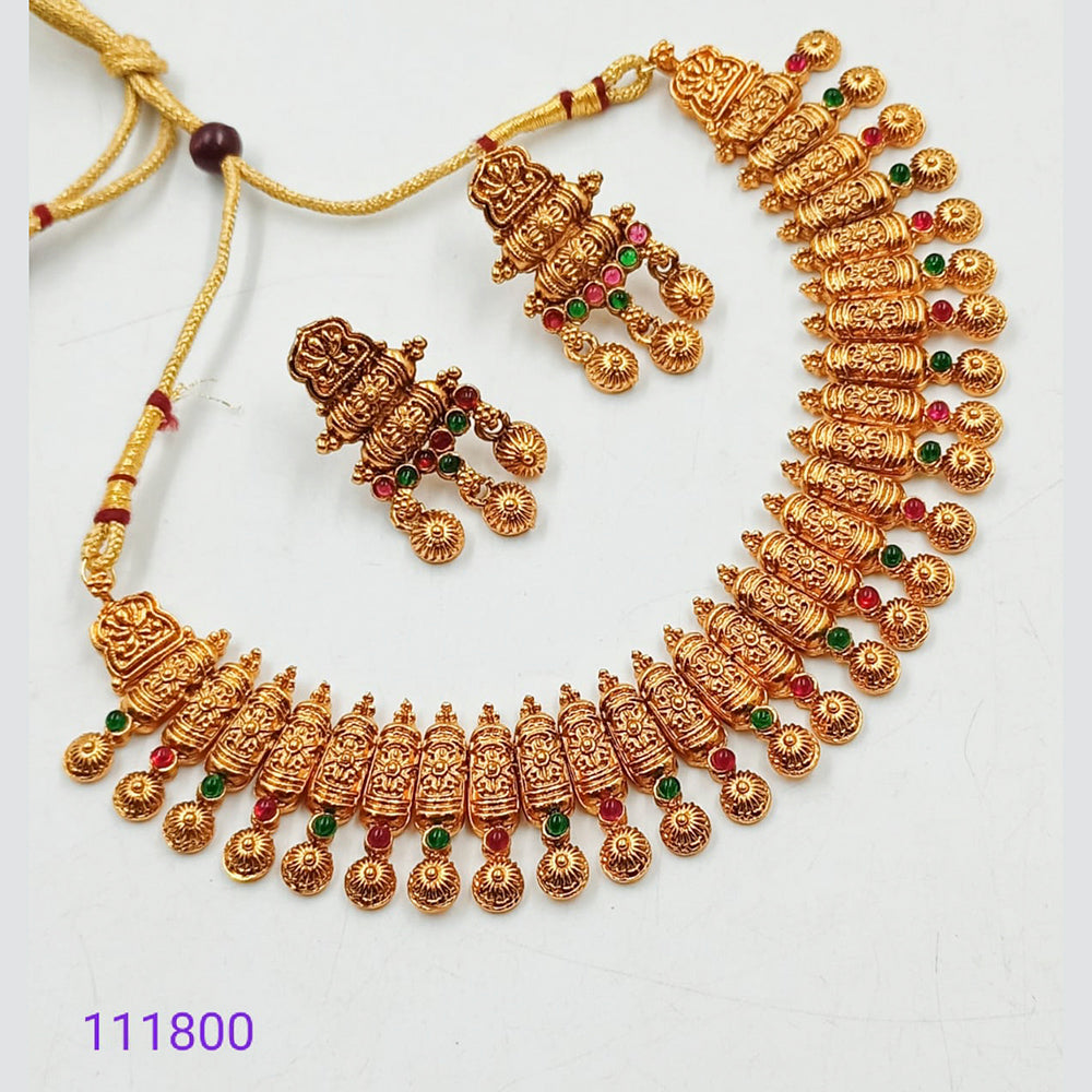 Padmawati Bangles Pota Stone & Pearl Gold Plated Necklace Set