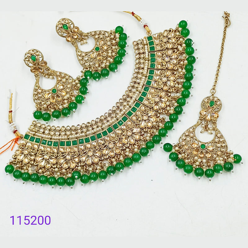 Padmawati Bangles Kundan Stone & Beads Gold Plated Choker Necklace Set