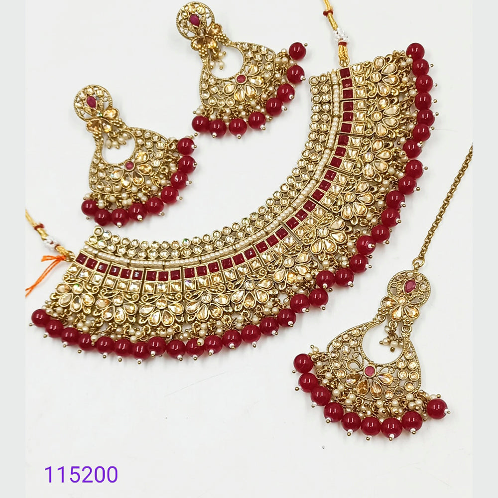 Padmawati Bangles Kundan Stone & Beads Gold Plated Choker Necklace Set