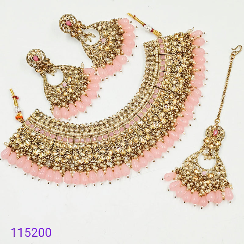 Padmawati Bangles Kundan Stone & Beads Gold Plated Choker Necklace Set