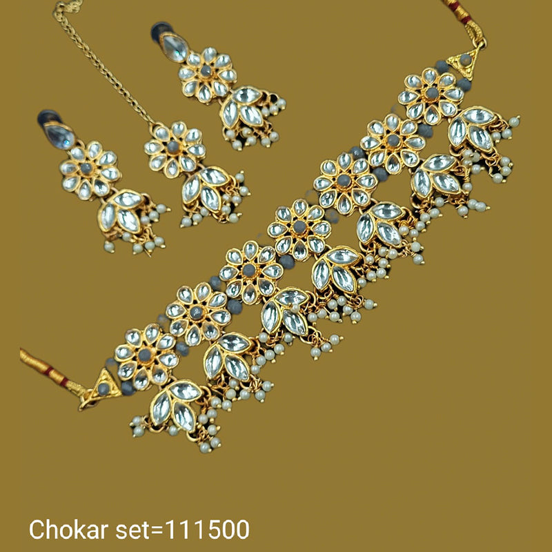 Padmawati Bangles Pota & Kundan Stone Gold Plated Traditional Necklace Set