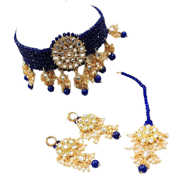 Padmawati Bangles Kundan & Stone  & Beads Gold Plated Choker Necklace Set