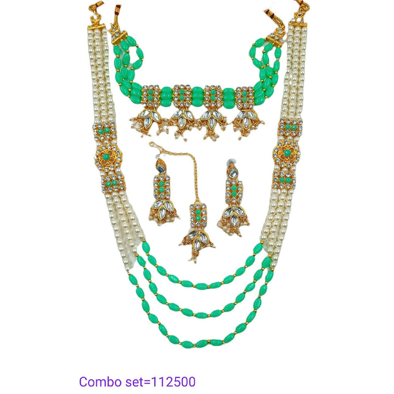 Padmawati Bangles Kundan & Austrian Stone Gold Plated Double Necklace Set