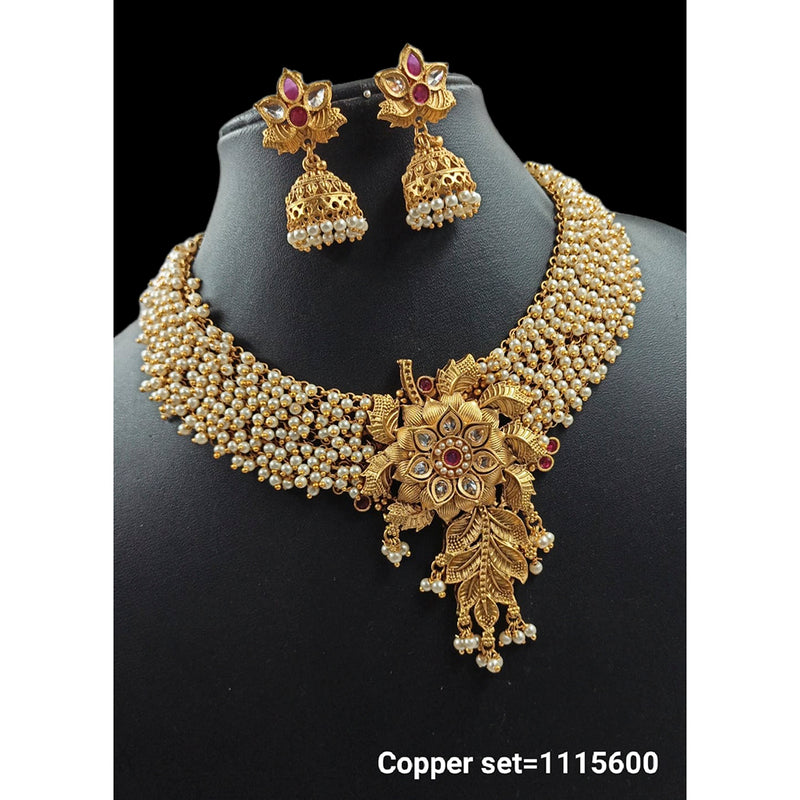 Padmawati Bangles Copper Pearl & Kundan Stone Necklace Set