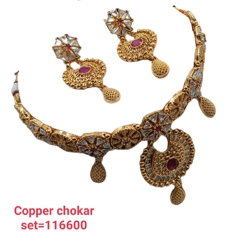 Padmawati Bangles Crystal Stone Copper Choker Necklace Set